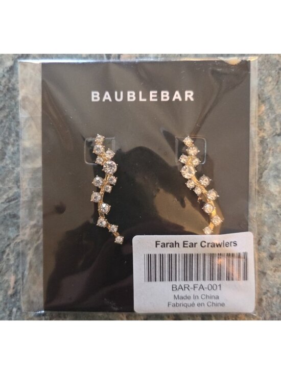 BaubleBar Jewelry - BaubleBar Farah Ear Crawlers Earrings Gold-tone Rhinestone NEW FabFitFun in Pkg
